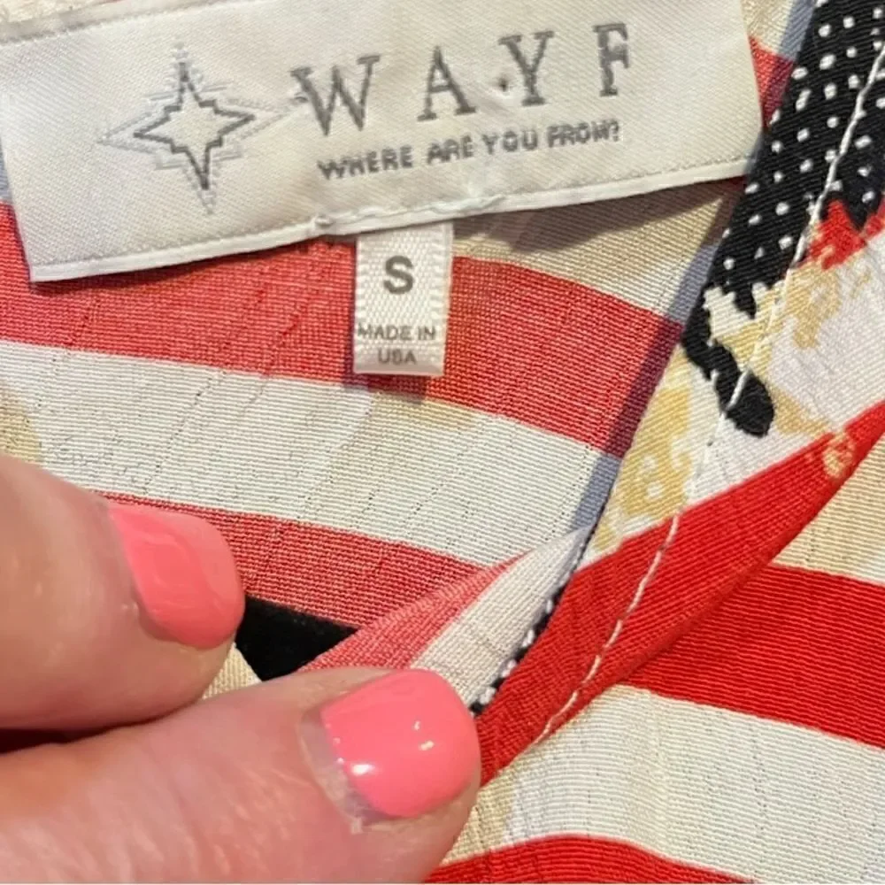 WAYF Striped Floral Shift Dress Red White Women’s Size Small
